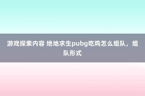 游戏探索内容 绝地求生pubg吃鸡怎么组队，组队形式