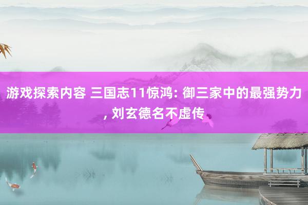 游戏探索内容 三国志11惊鸿: 御三家中的最强势力, 刘玄德名不虚传